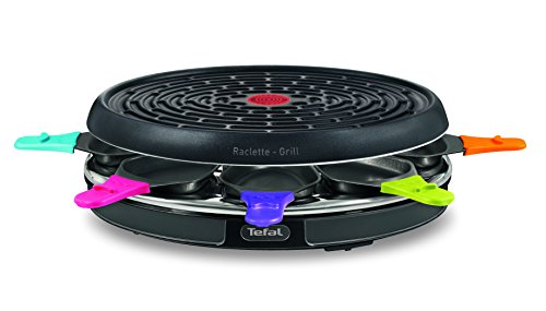 Tefal RE130812 Raclette Grill avec 8 Coupelles Noir 39 x 32 x 13 cm Tefal RE130812 Raclette Grill avec 8 Coupelles Noir 39 x 32 x 13 cm