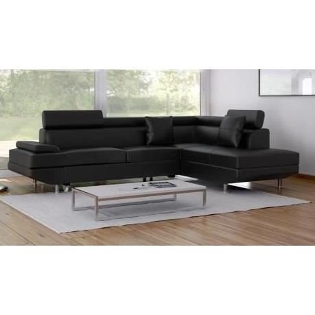 SCOOP CONVERTIBLE Canapé convertible lit angle droit 6 places simili noir SCOOP CONVERTIBLE Canapé convertible lit angle droit 6 places simili noir