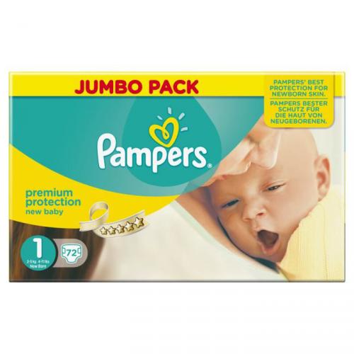 PAMPERS New Baby Taille 1 2 à 5kgs x72 couches format Jumbo