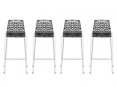 Lot de 4 tabourets de bar WILTON - 4 pieds - Polypropylène - Noir graphite Lot de 4 tabourets de bar WILTON - 4 pieds - Polypropylène - Noir graphite
