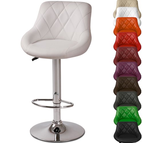 Tabouret de bar - blanc - en chrome et cuir synthétique - DIVERSES COULEURS AU CHOIX Tabouret de bar - blanc - en chrome et cuir synthétique - DIVERSES COULEURS AU CHOIX