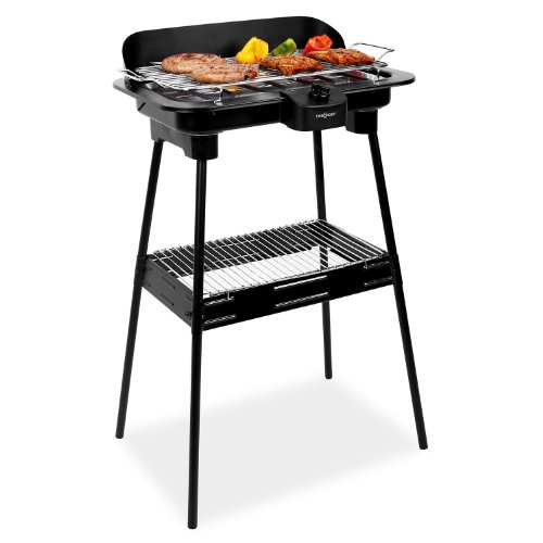 oneConcept T-Bone - Barbecue électrique sur pied avec bac pour récupération des graisses (2000W, surface de 38 x 22cm, poèle en alu, 2 hauteurs reglables) - noir oneConcept T-Bone - Barbecue électrique sur pied avec bac pour récupération des graisses (2000W, surface de 38 x 22cm, poèle en alu, 2 hauteurs reglables) - noir