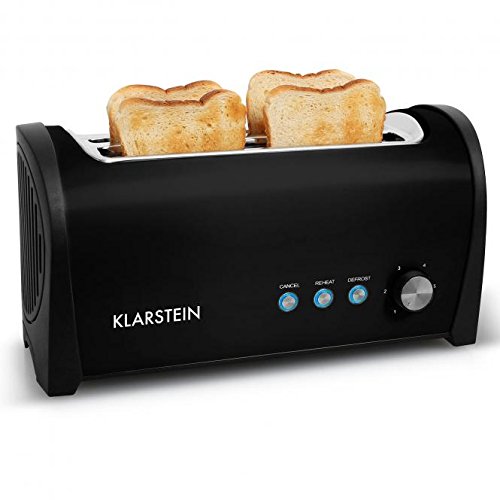 Klarstein Cambridge - Grille pain à larges fentes pour 4 tranches 1400W - noir Klarstein Cambridge - Grille pain à larges fentes pour 4 tranches 1400W - noir