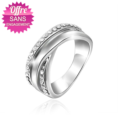 Bague Amazing plaqué or blanc ornée de cristaux Swarovski® Elements