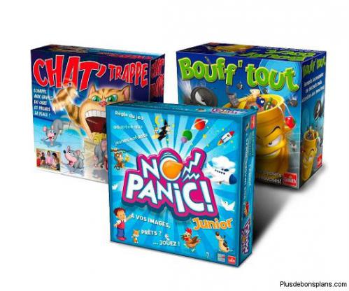 3 jeux Goliath à 19.99 € : Bouff Tout Chat Trappe No Panic Junior 3 jeux Goliath à 19.99 € : Bouff Tout Chat Trappe No Panic Junior