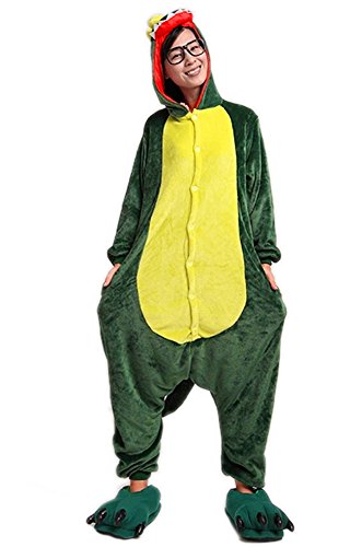 LATH.PIN Adulte Unisexe Anime Animal Costume Cosplay Combinaison Pyjama Outfit Nuit Vêtements Onesie Fleece Halloween Costume Soirée de Déguisement(XL, Dinosaure)