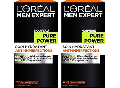 L'Oréal Men Expert Pure Power Soin Visage Homme Anti-Imperfections Peau Grasse - Lot de 2