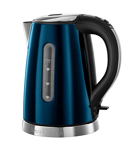 Russell Hobbs Bouilloire Jewels - 1.7 L, 2 400 W, acier brillant, sans fil, illumination bleue, 21770-70 Russell Hobbs Bouilloire Jewels - 1.7 L, 2 400 W, acier brillant, sans fil, illumination bleue, 21770-70