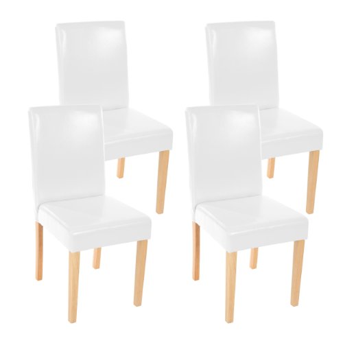 Lot de 4 chaises de séjour Littau, simili-cuir, blanc, pieds clairs Lot de 4 chaises de séjour Littau, simili-cuir, blanc, pieds clairs