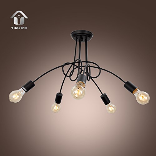Unitary BRAND Plafonnier Vintage E27 5x60W Noir Peint Unitary BRAND Plafonnier Vintage E27 5x60W Noir Peint