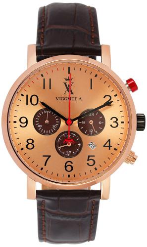 Vicomte A. - VA 013/3AA - Montre Homme - Quartz Analogique - Cadran Noir - Bracelet Cuir Noir