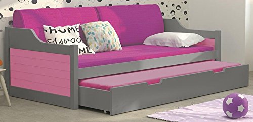 Lit gigogne DAVID en pin "GRIS" 200x90 avec 2 sommiers 2 matelas gratuit Lit gigogne DAVID en pin "GRIS" 200x90 avec 2 sommiers 2 matelas gratuit