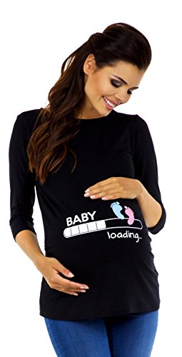 Zeta Ville Maternité - Tee shirt de grossesse motif humour imprimé - femme 549c (Noir, EU 42/44)