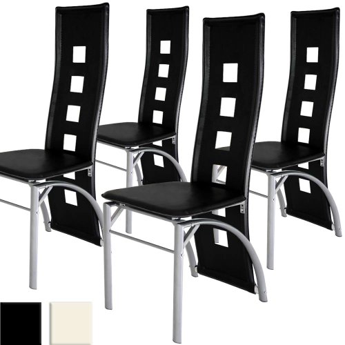Lot de 4 chaises de salle à manger - Noir - cuir synthétique - DIVERSES COULEURS AU CHOIX Lot de 4 chaises de salle à manger - Noir - cuir synthétique - DIVERSES COULEURS AU CHOIX