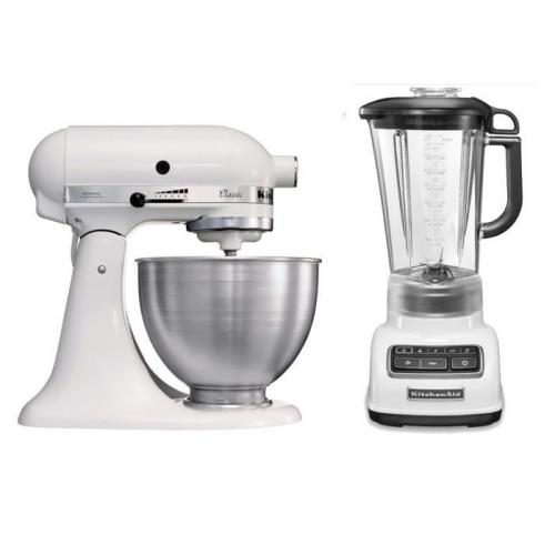 Pack KitchenAid Classic: Robot sur socle CLASSIC 5K45SS Blender/Mixeur CLASSIC Diamond 5KSB1585WH Pack KitchenAid Classic: Robot sur socle CLASSIC 5K45SS Blender/Mixeur CLASSIC Diamond 5KSB1585WH