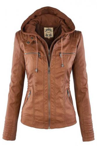 Collier Convertible élégant solides manches longues couleur Veste à fermeture éclair femmes