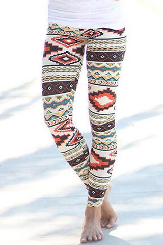Vintage Colorful Geometric Print High Waist Bodycon Leggings For Women Vintage Colorful Geometric Print High Waist Bodycon Leggings For Women