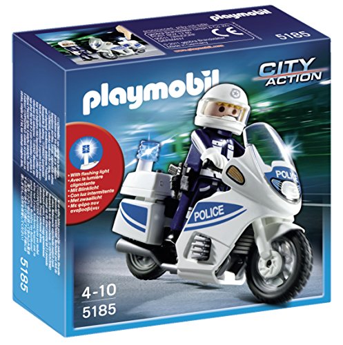 Playmobil - 5185 - Jeu de Construction - Motard de Police avec Lumière Clignotante Playmobil - 5185 - Jeu de Construction - Motard de Police avec Lumière Clignotante