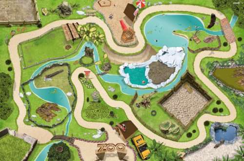 Zoo / Parc à Gibier tapis de jeu / Jeu tapis pour la chambre des enfants - Dimensions: 150 x 100cm - Accessoires adaptés à Schleich, Papo, Bullyland, Playmobil, Lego, etc. Zoo / Parc à Gibier tapis de jeu / Jeu tapis pour la chambre des enfants - Dimensions: 150 x 100cm - Accessoires adaptés à Schleich, Papo, Bullyland, Playmobil, Lego, etc.