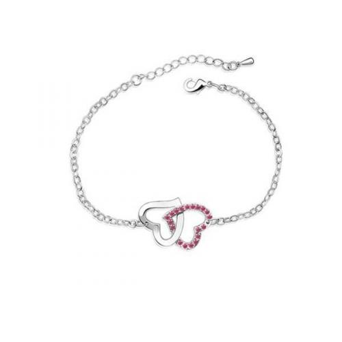 Bracelet Coeurs entrelacés en Swarovski rose F