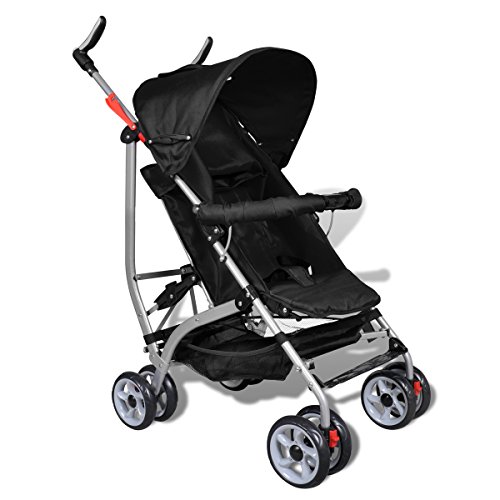 Poussette pour bébé inclinable en 5 positions en noir Poussette pour bébé inclinable en 5 positions en noir