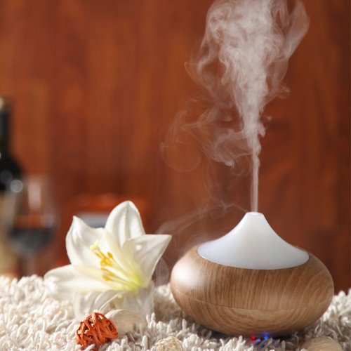 VicTsing® Humidificateur Ultrasonique/ Diffuseur Aroma/ Diffuseur d'Huiles Essentielles /Humidificateur Grain du Bois/ Diffuseur de Parfum de Lumière avec la Prise d'UE(Bois Clair)