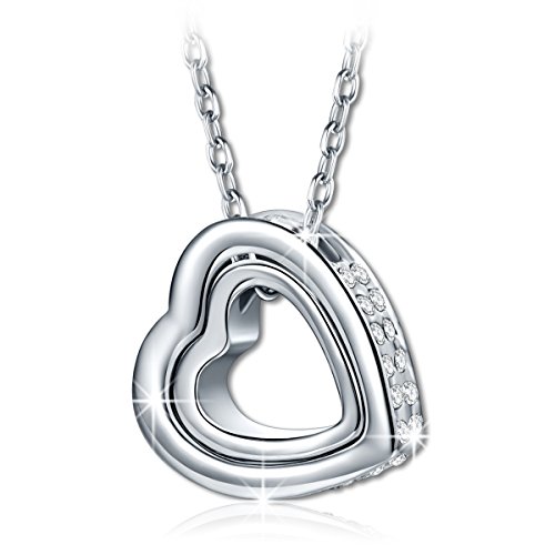 Pauline & Morgen "Je t'aime Toujours" gravure Collier avec Pendentif C?ur Femme avec cristal clair Swarovski Elements Plaqué Or blanc. Cadeau anniversaire Noël saint valentin fete des meres maman Pauline & Morgen "Je t'aime Toujours" gravure Collier avec Pendentif C?ur Femme avec cristal clair Swarovski Elements Plaqué Or blanc. Cadeau anniversaire Noël saint valentin fete des meres maman