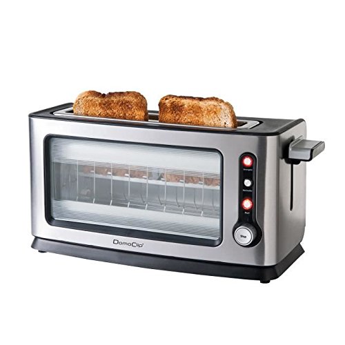 Domoclip Premium 106DOD Grille-Pain Vitré en Aluminium Brossé 40,3 x 15 x 20 cm