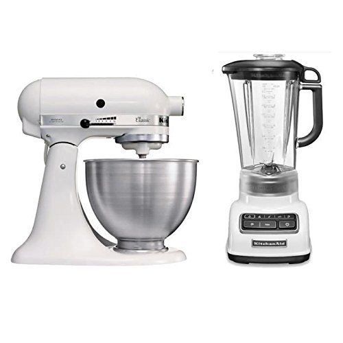 Pack KitchenAid Classic : Robot sur socle CLASSIC 5K45SS + Blender/Mixeur CLASSIC Diamond 5KSB1585WH Pack KitchenAid Classic : Robot sur socle CLASSIC 5K45SS + Blender/Mixeur CLASSIC Diamond 5KSB1585WH