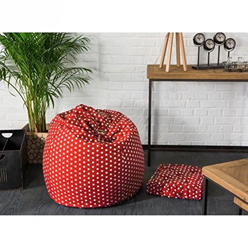 FUN Poire pouf 100% coton 79x100 cm Rouge étoiles FUN Poire pouf 100% coton 79x100 cm Rouge étoiles