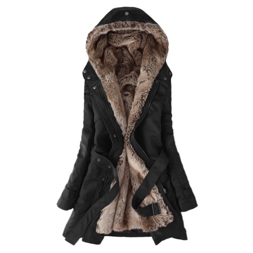 Hee Grand Femme Epaissir Fleece Faux Fur Manteau Chaud D'hiver FR 40(CN XXL) Noir Hee Grand Femme Epaissir Fleece Faux Fur Manteau Chaud D'hiver FR 40(CN XXL) Noir