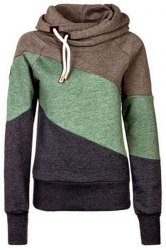 Casual Color Block manches longues à capuche pour les femmes Casual Color Block manches longues à capuche pour les femmes