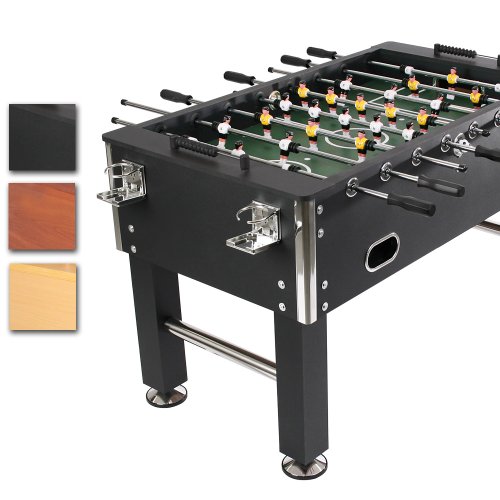 Baby-foot - NOIR - avec porte gobelets - aspect chromé - 140 x 78 x 87,8 cm - DIVERSES COULEURS AU CHOIX