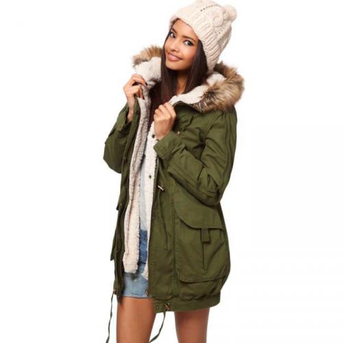 Parka Veste Hiver Femme Manteau à Capuche Vêtement Démontable Chaud