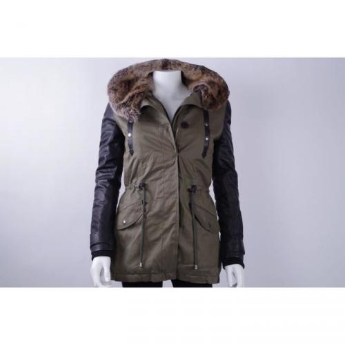 PARKA BI-MATIERE CUIR FEMME SCHOTT NYC CF HEAT2 COLLECTION HIVER