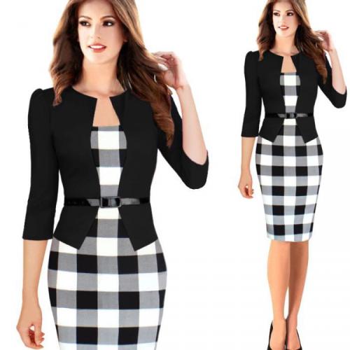 Robe Femme vetement Treillis Dame de bureau Noir Robe Femme vetement Treillis Dame de bureau Noir