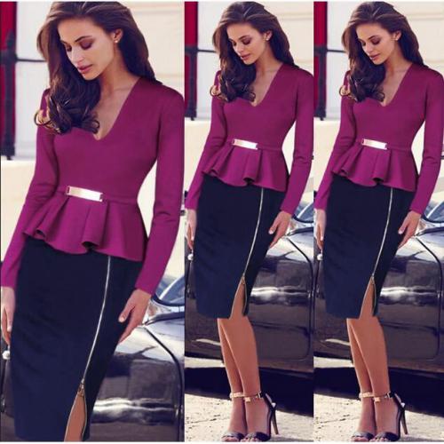 Robe Femme vetement Dame de bureau Violet Robe Femme vetement Dame de bureau Violet