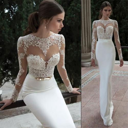 Personnalisé robe de mariée Dentelle Longue section de la robe Halter Personnalisé robe de mariée Dentelle Longue section de la robe Halter