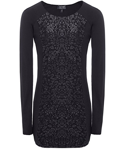 Armani Jeans Patterned Jersey Top Noir FR38 / UK10