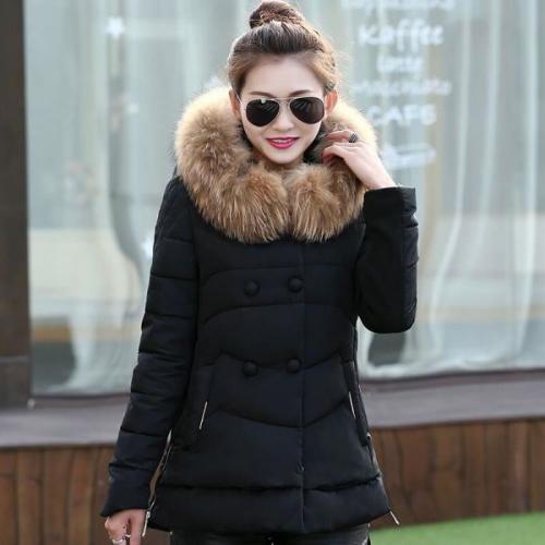 Doudoune femme capuche doudoune col fourrure Noir Doudoune femme capuche doudoune col fourrure Noir