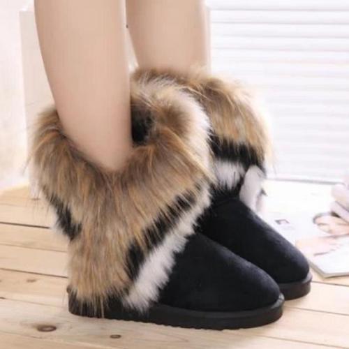 Bottes Femme Noir Fourrure Renard Bottes Femme Noir Fourrure Renard