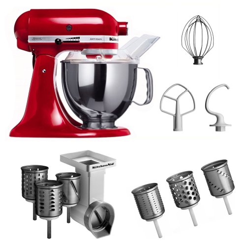 KitchenAid KSM150PSEER + MVSA + EMVSC KitchenAid 5KSM150PSEER Robot culinaire Artisan avec accessoires pour tranchoir et râpe à cylindres + set de trois cylindres (Rouge) (Import Allemagne) KitchenAid KSM150PSEER + MVSA + EMVSC KitchenAid 5KSM150PSEER Robot culinaire Artisan avec accessoires pour tranchoir et râpe à cylindres + set de trois cylindres (Rouge) (Import Allemagne)