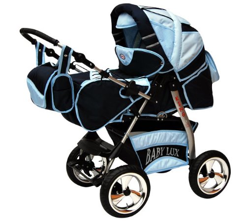 Lux4Kids King 2 en 1 Poussette combinée (habillage pluie, moustiquaire, avec plateau pour la poussette canne, matelas, tapis à langer) 41 bleu royal & bleu très tendre Lux4Kids King 2 en 1 Poussette combinée (habillage pluie, moustiquaire, avec plateau pour la poussette canne, matelas, tapis à langer) 41 bleu royal & bleu très tendre