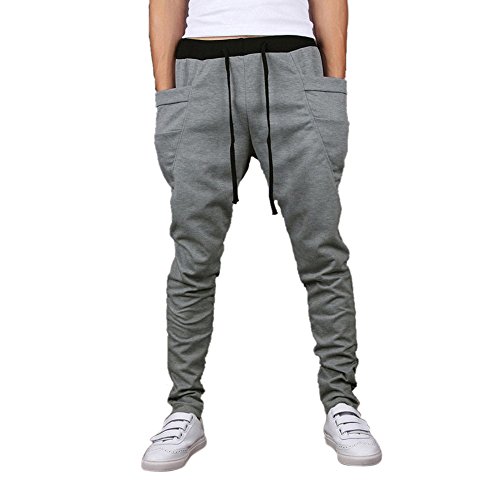 SODIAL(R) Casual Hommes Jogging Danse V?ºtements de sport Pantalon Bouffant Sarouel Pantalons de Sport Pantalons de Surv?ºtement Gris Clair Taille M SODIAL(R) Casual Hommes Jogging Danse V?ºtements de sport Pantalon Bouffant Sarouel Pantalons de Sport Pantalons de Surv?ºtement Gris Clair Taille M