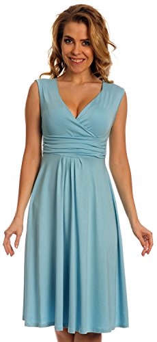 Glamour Empire Femmes Robe patineuse effet cache-coeur Robe d'été EU 36-46 256 (Bleu Clair, 38) Glamour Empire Femmes Robe patineuse effet cache-coeur Robe d'été EU 36-46 256 (Bleu Clair, 38)