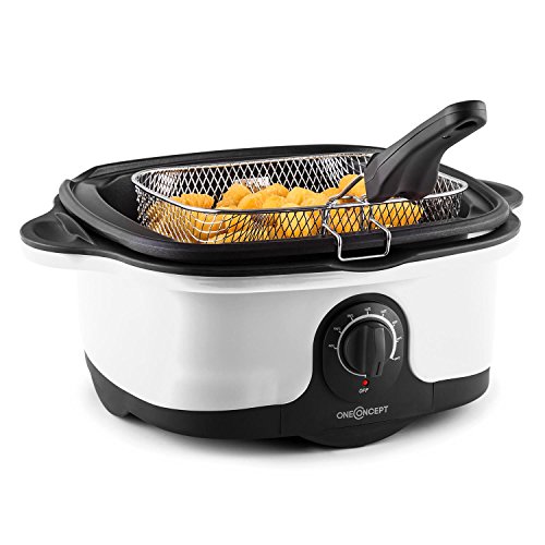 oneConcept Cooktopus - Autocuiseur multifonction 8-en-1 : cuisson vapeur, friteuse, fondue, slow-cooking... (cuve de 5l, 1500W, nombreux accessoires) - blanc oneConcept Cooktopus - Autocuiseur multifonction 8-en-1 : cuisson vapeur, friteuse, fondue, slow-cooking... (cuve de 5l, 1500W, nombreux accessoires) - blanc
