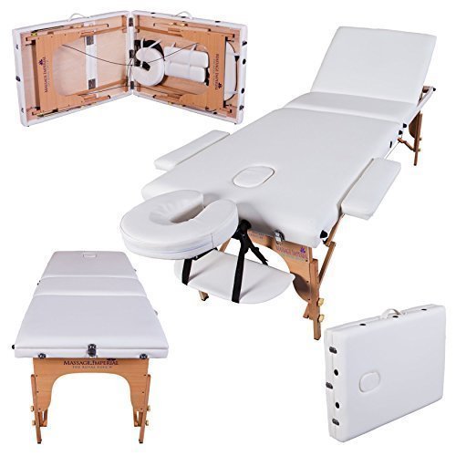 Table de massage pro luxe - Massage Imperial - Portable - Plateau 3 Pièces - Panneaux Reiki - Légère - Couleur : Ivoire Blanc Table de massage pro luxe - Massage Imperial - Portable - Plateau 3 Pièces - Panneaux Reiki - Légère - Couleur : Ivoire Blanc