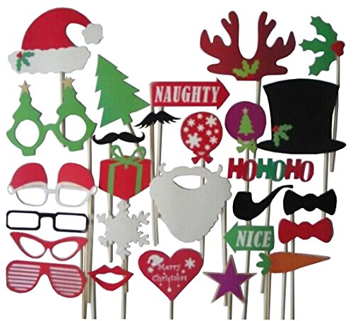 SUNNOW® Party Props Noel /Mariage/Photo Chapeau Moustache 27 Piece accessoires pour Fête Mariage Photo booth