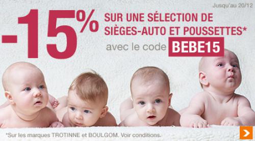 -15% Sur une Sélection de Sieges-auto  & Poussettes