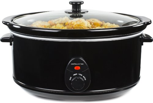 Andrew James - Mijoteuse Premium En Noir De 6,5 Litres + Avec Couvercle En Verre De Sécurité, Bol Intérieure Amovible En Céramique - 3 Températures Différentes - 2 Ans Garantie
